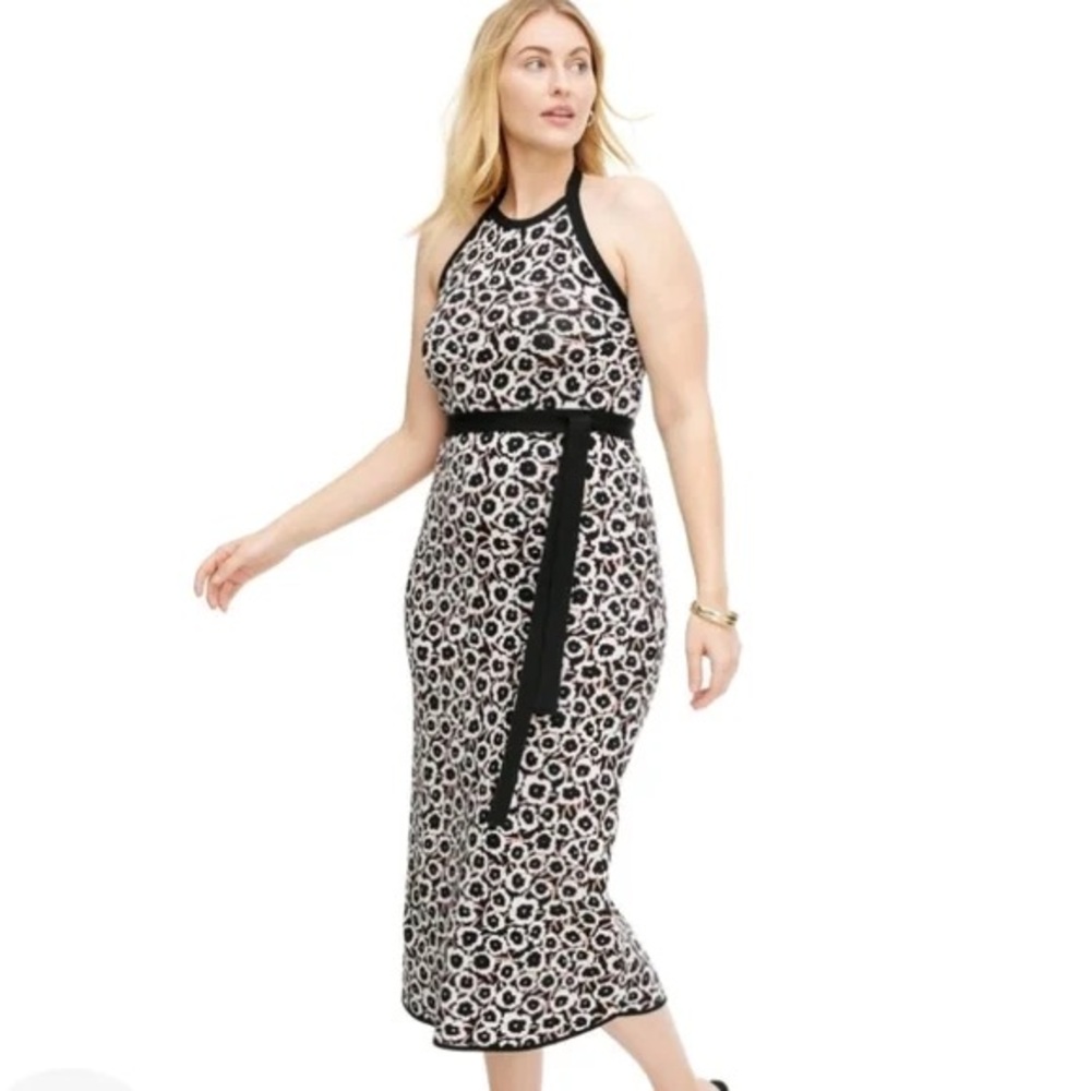 Diane von furstenberg DVF target black and white halter midi dress small NWT